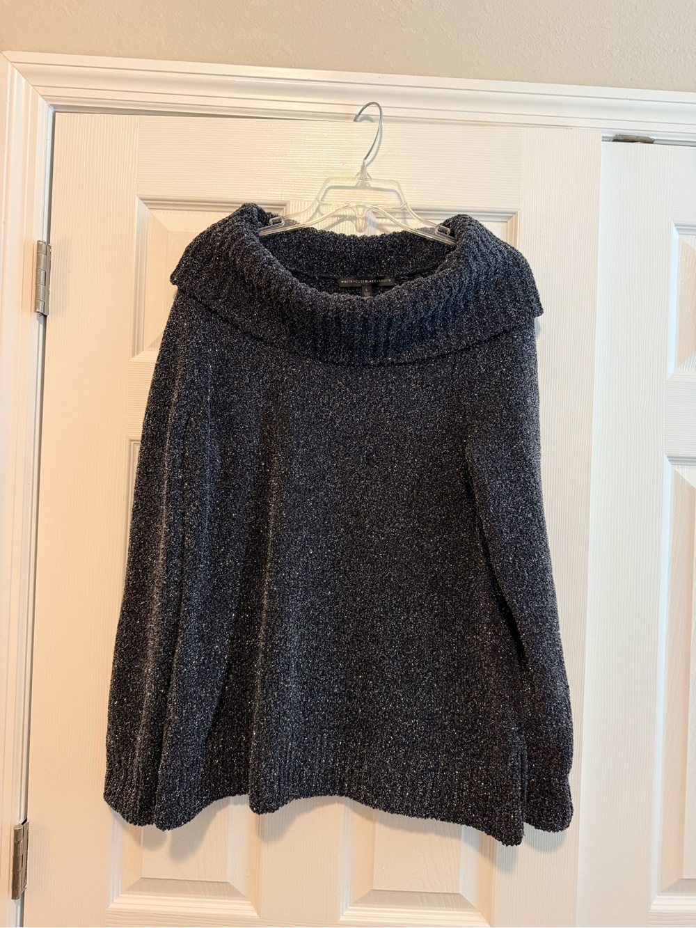 White House Black Market Dark Gray Off-Shoulder Chenille Sweater